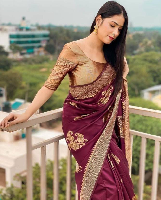 DDF Heerva Soft Lichi Silk Designer Saree